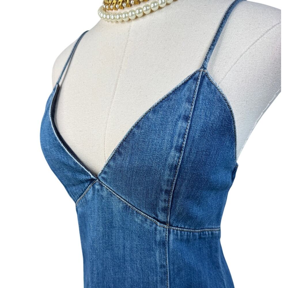 Alice + Olivia Julietta Slit Denim Midi Dress avery blue jean size 2 NWT - Picture 8 of 13